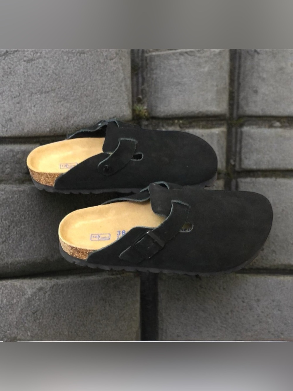 🌹Birkenstock Black Narrow Suede Clogs with Adjustable Strap